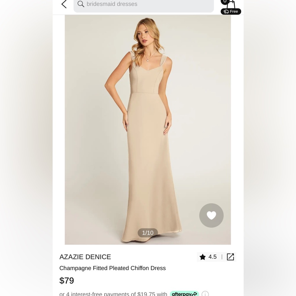 Azazie Bridesmaid Dress - Size 18. Only length is altered